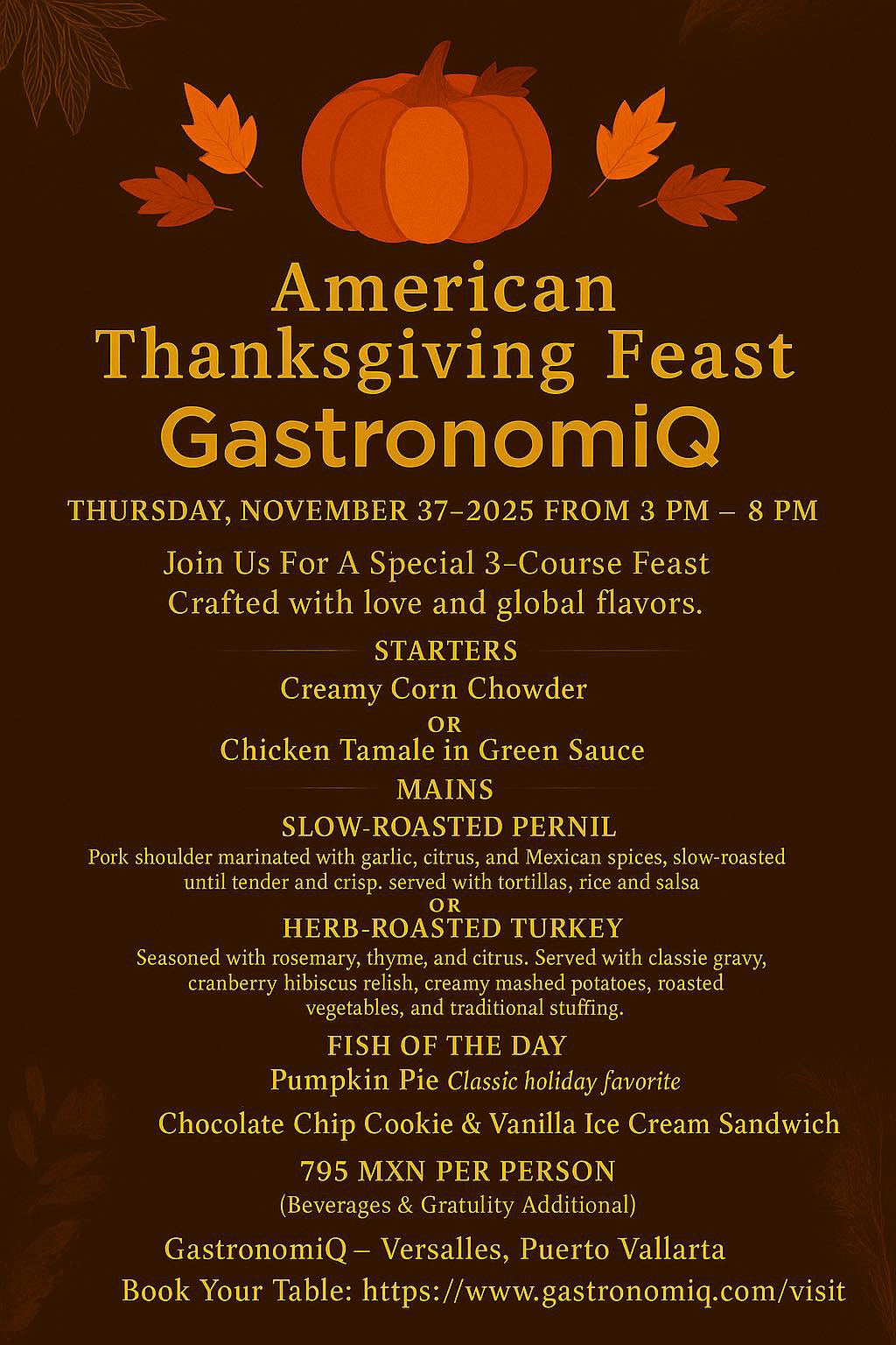 American Thanksgiving Feast GastronomiQ