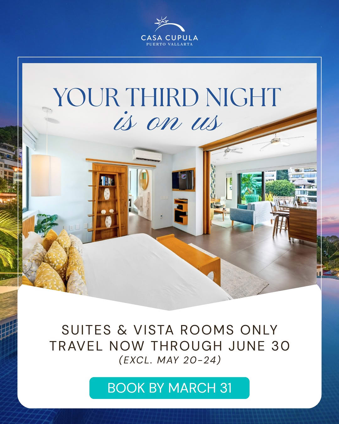 Your Third Night is on us