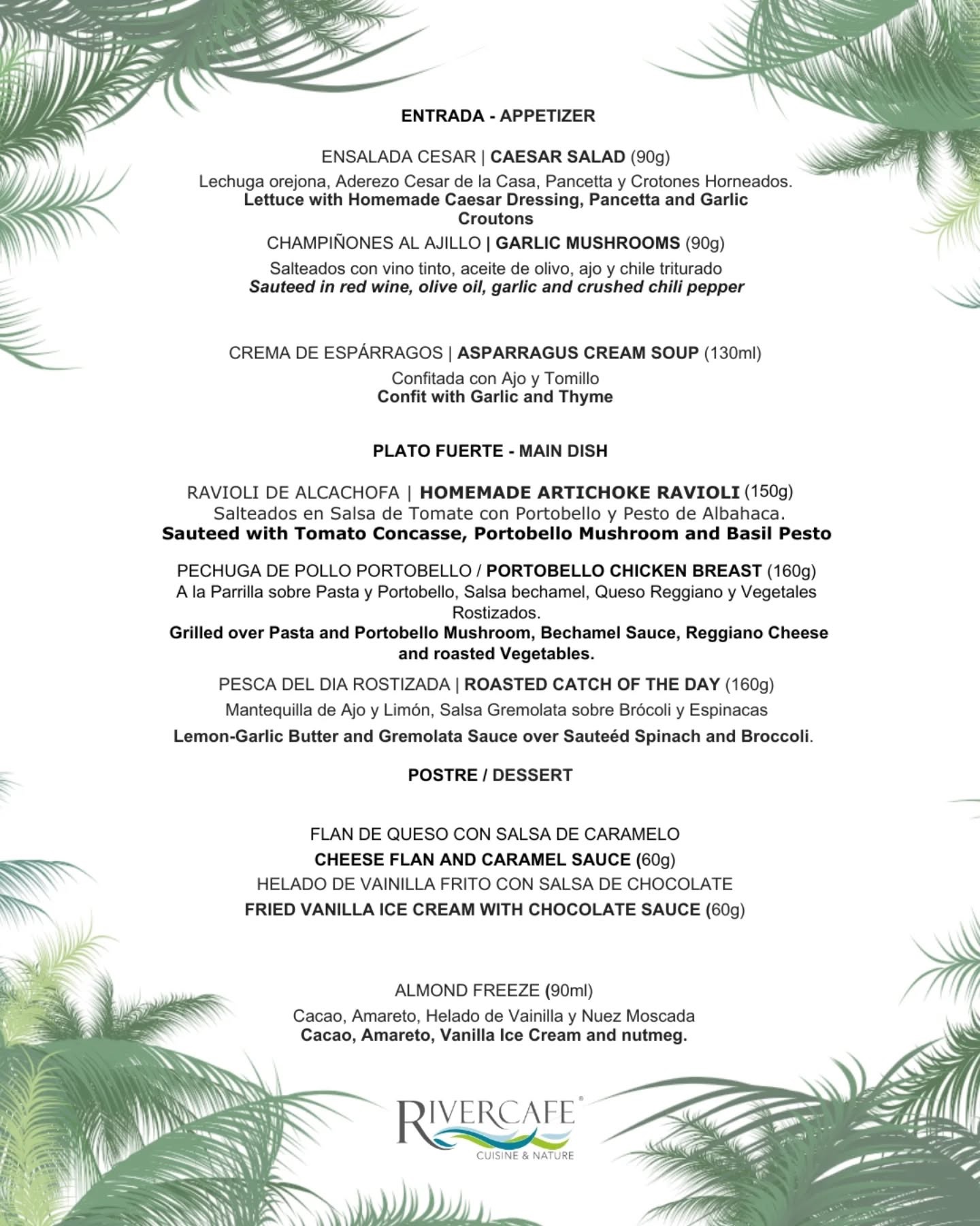 Restaurant Week River Café Menu