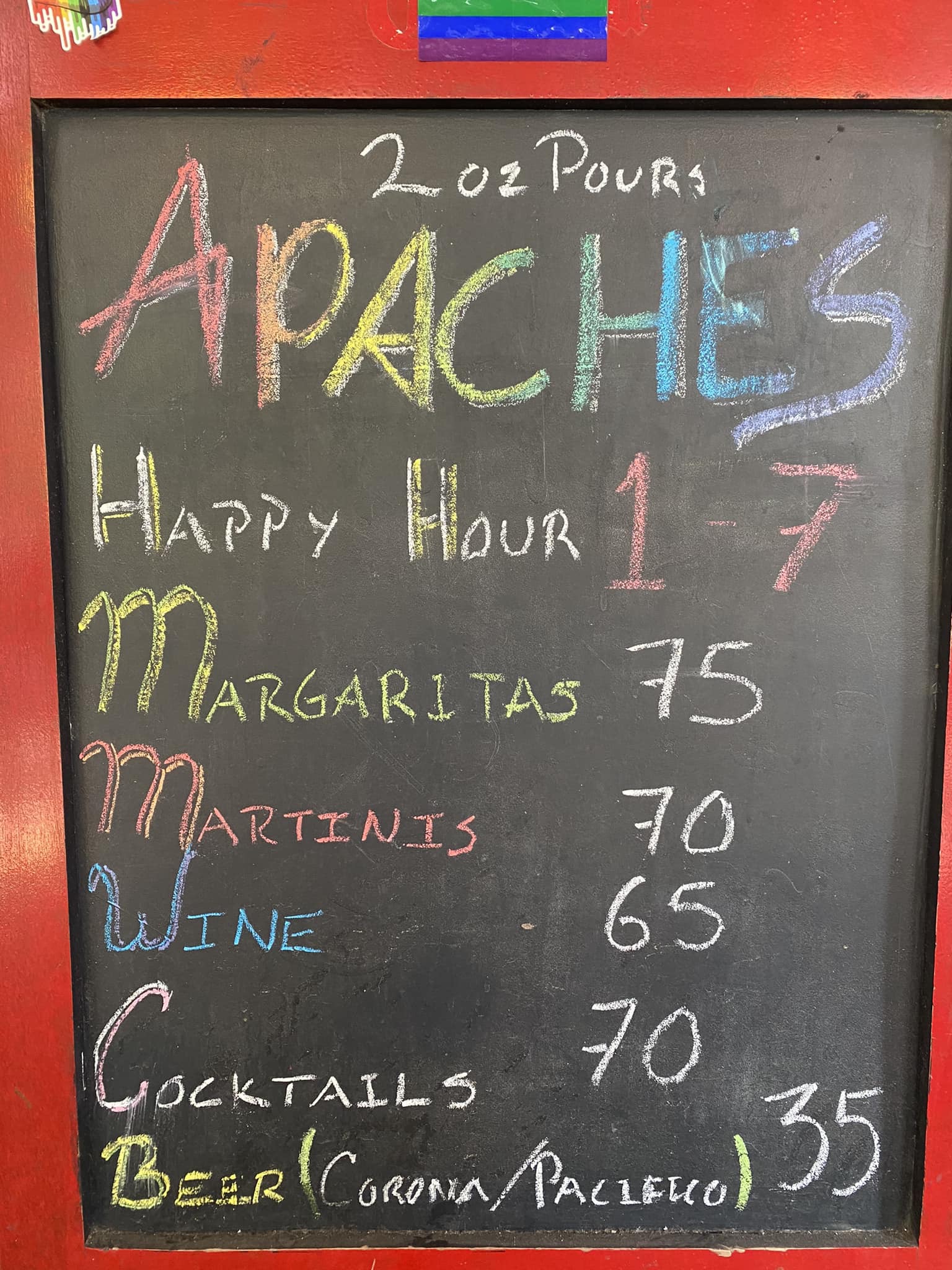 Apaches Happy Hour