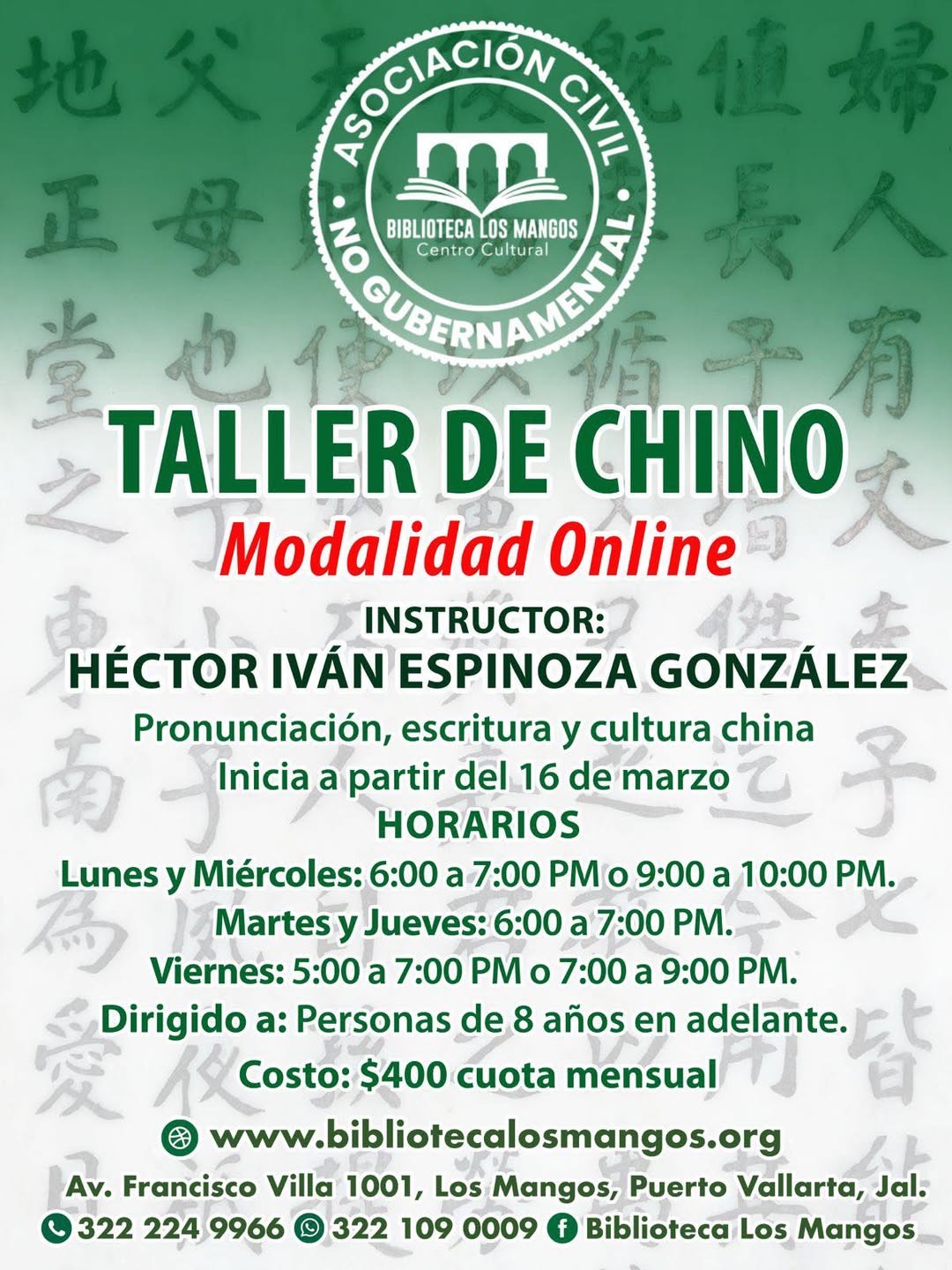 Chinese Workshop - Online Format