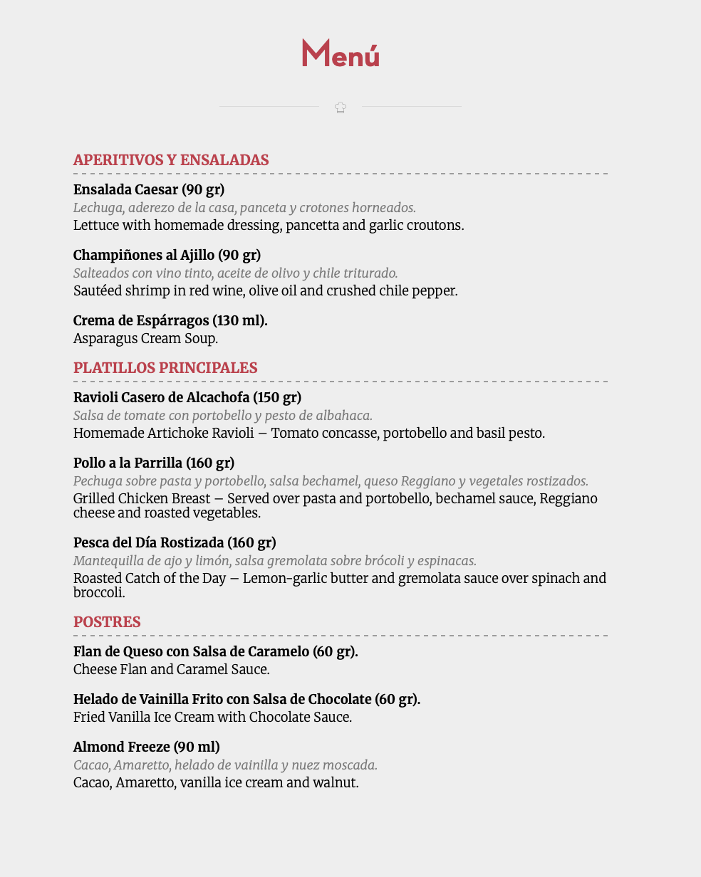 Restaurant Week River Café Menu