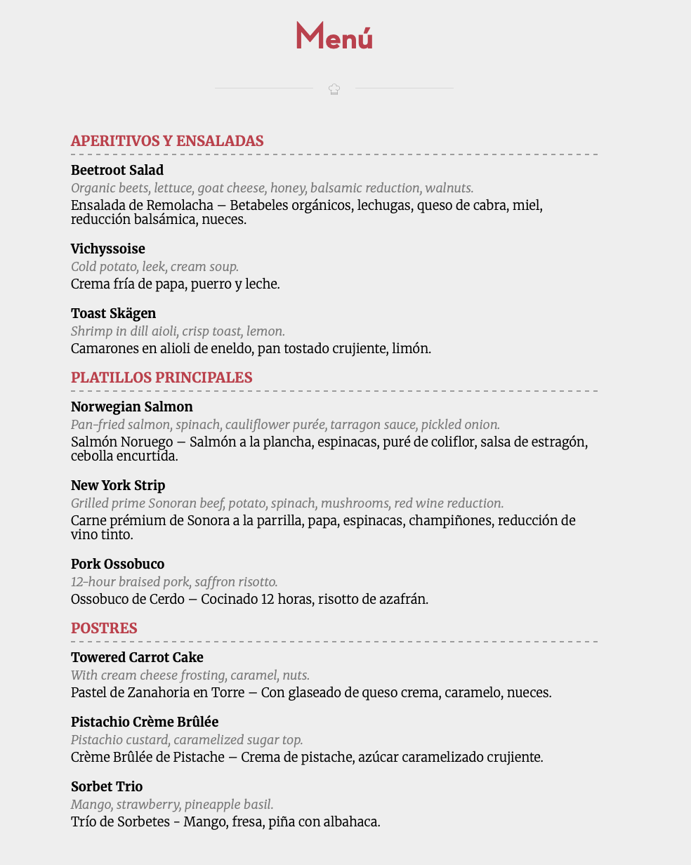 Restaurant Week The Swedes Bar & Bistro Menu
